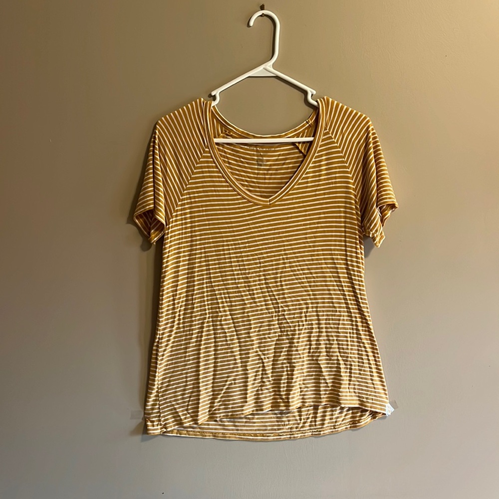 American Eagle yellow and white striped shirt. Super soft and V-neck